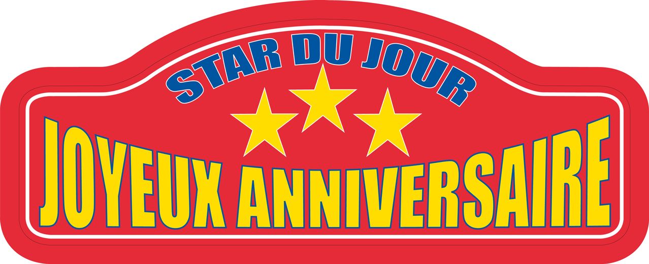 Plaque Rallye Metal Avec Ventouses 11 X 30 Cm Joyeux Anniversaire